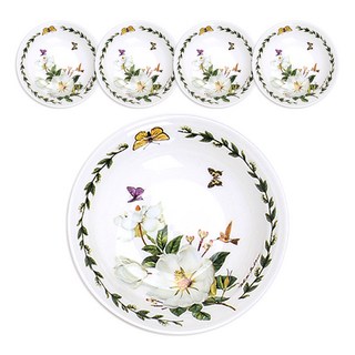 Royal Essex 玉蘭花圖案骨瓷圓盤 4吋, 混色, 5件