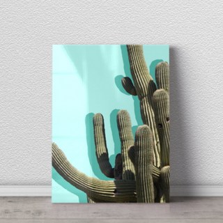 HelloArtist 仙人掌圖案裝飾掛畫 藍色, 無框