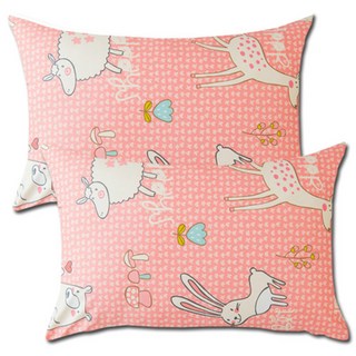 ECONY HOUSE Happiness 枕頭套 2入 + 枕芯 2入, 粉紅色