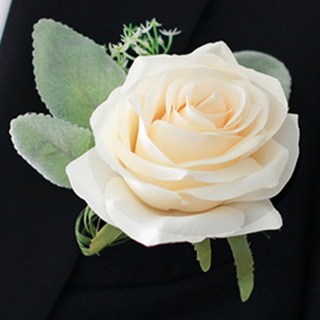THE FLOWERMARKET 清新玫瑰人造胸花, 奶油色