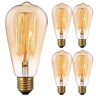 cityo LED古董燈絲燈泡 ST64 YG-DP12-65NC 65W 5入, 黃光色, 5個