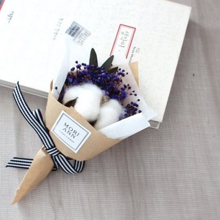 MORIANN 鮮花 心動棉花迷你花束, 紫色