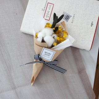 MORIANN 永生花 心動棉花迷你花束, 黃色