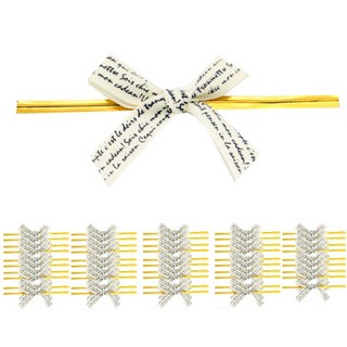 도나앤데코 영문인쇄 리본타이 빵끈, 아이보리, 50개입