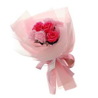THE FLOWERMARKET 10朵香皂玫瑰鈔票花束DIY材料包, 粉紅色, 1個