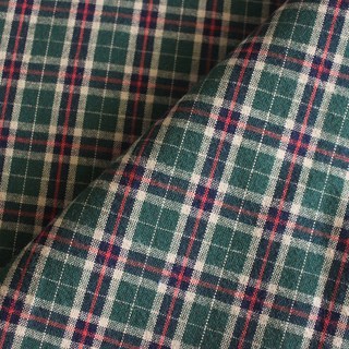 르우홈 워싱 선염 메모리체크 패브릭원단, 그린, 1개