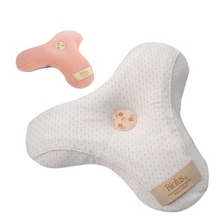 alpremio 第3階段幼兒園點防扁頭枕+網狀枕套, 淺珊瑚粉