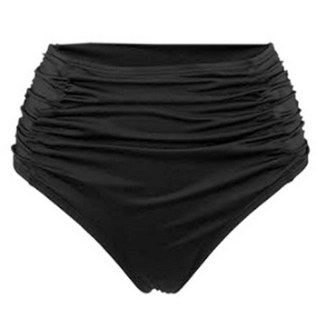 Soleil 高腰細褶三角泳褲, 黑色