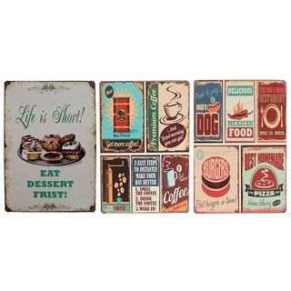 Pernik 復古馬口鐵畫框 3件組 甜點 + 咖啡 + 熱狗, 混合色