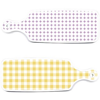 로엠디자인 서빙도마 보드 2p 세트, 체크파스텔옐로우 + 원형패턴파스텔보라, 1세트