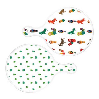 Roem Design 圓形上菜砧板 俄羅斯娃娃 2件套組, 俄羅斯娃娃, 松樹藝術圖案, 1套