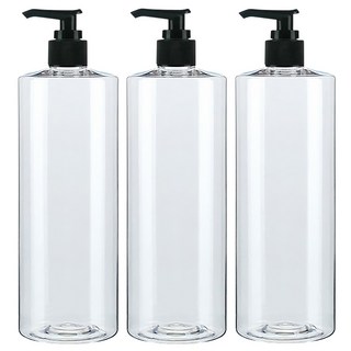 Glassdomae AC500 透明按壓瓶 黑色瓶蓋 空瓶, 500ml, 3個