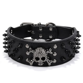 ZEZEPET 寵物皮革骷髏鉚釘項圈, G120PDRL011