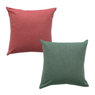 ECONY HOUSE 靠墊套 2入+靠墊棉芯 2入, 紅色、深綠色