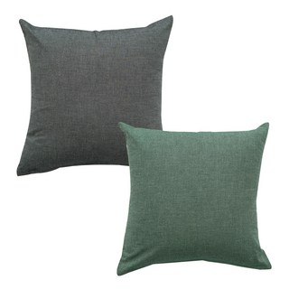 ECONY HOUSE 靠墊套 2入+靠墊棉芯 2入, 木炭，深綠色