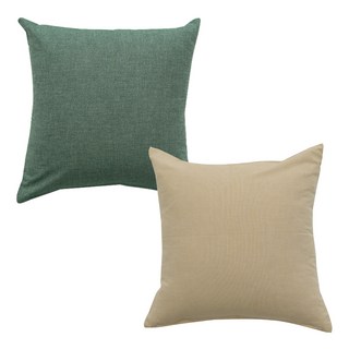 ECONY HOUSE 靠墊套 2入+靠墊棉芯 2入, 深綠色, 米色