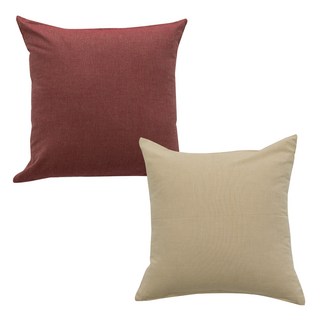ECONY HOUSE 靠墊套 2入+靠墊棉芯 2入, 酒紅色+米色