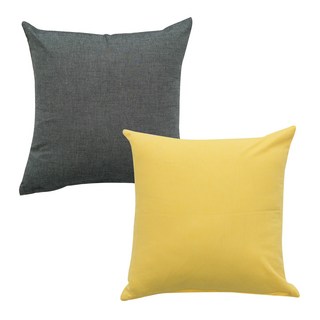 ECONY HOUSE 靠墊套 2入+靠墊棉芯 2入, 木炭，黃色