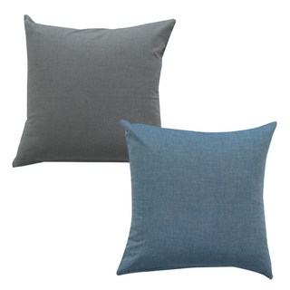 ECONY HOUSE 靠墊套 2入+靠墊棉芯 2入, 灰色,藍色