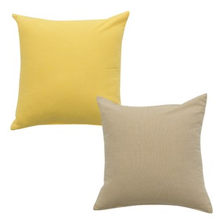 ECONY HOUSE 靠墊套 2入+靠墊棉芯 2入, 黃色, 米色
