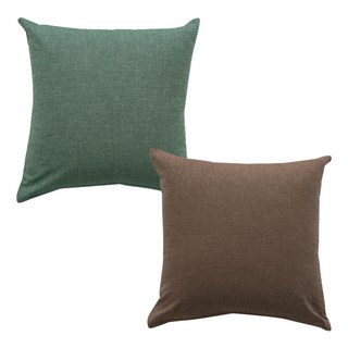 ECONY HOUSE 靠墊套 2入+靠墊棉芯 2入, 深綠色, 棕色