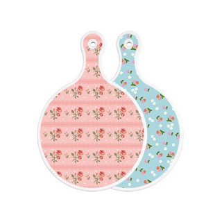 로엠디자인 양면 원형 서빙도마 보드 핑크로즈, 천청색체리, 1개