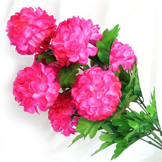 Joart 7支人造大菊花束, 螢光粉紅色, 1個