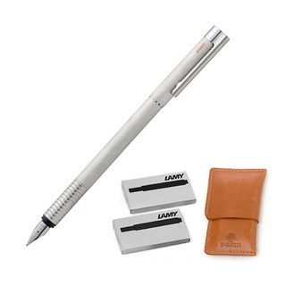 LAMY 鋼筆徽標拉絲鋼 06 Dibaum 實惠套組, EF, 銀色