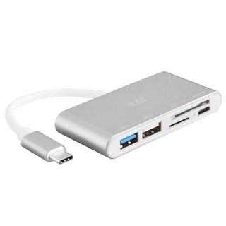 actto 5合1 Type-C讀卡機兼集線器, TC-14, 銀色