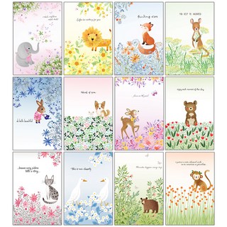 마음담아 동화속동물 엽서 세트, 혼합색상, 12장