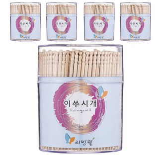 Living Well 單面圓筒牙籤 大, 480個, 5個