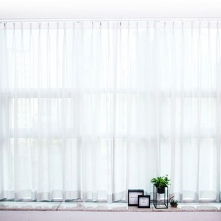 1300K 素色雪紡百褶窗簾, 純白