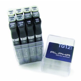 Alpha 設計麥克筆組 碳灰色, 12色, 1套