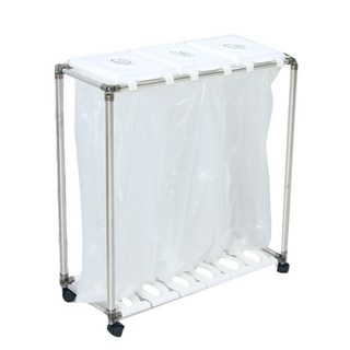 리빙해피 클링 분리수거함 3P, 실버 + 화이트