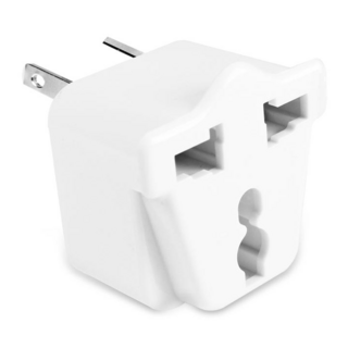 PowerSync 群加 旅行用轉接頭 三插扁腳&圓腳轉8字扁腳 TPATM1AB9A 白色, 1個