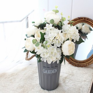 Mori-Ann 人造花束 繡球牡丹, 白色, 2個
