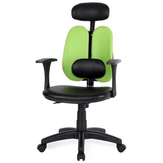 청심의자 휴먼C형 요추헤더형 우레탄바퀴 인조가죽 의자, 그린