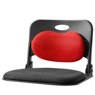 체어포커스 폴더백 하트요추 블랙바디 메쉬원단 좌식의자, 투톤레드