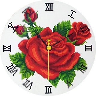 ZEZENEW 圓形時鐘 鑽石畫 DIY 套組, 玫瑰 B1133, 1套