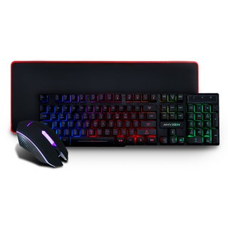 ANYZEN 電競鍵盤 + 滑鼠 + 長滑鼠墊組合, AMK-250, 混色, 一般型