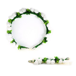 PARTYSHOW 婚禮花冠 + 手環套組, 白色, 1套