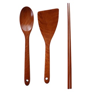 ACACIA 木製鍋鏟+料理用湯匙+油炸筷子組, 單色
