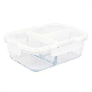 직사각 내열유리 세칸찬통