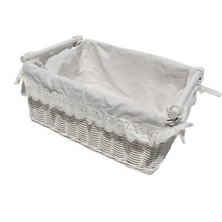 라탄샵 낮은 직사각 손잡이 바구니 B908, 화이트, 1개