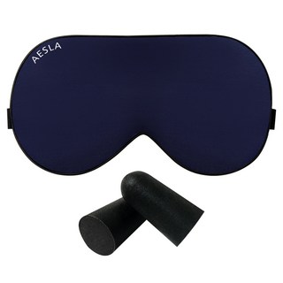 AESLA 高級絲質睡眠眼罩+耳塞組 海軍藍, 1套