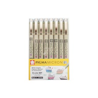 PIGMA MICRON 01 잉크 펜 8p 세트, 혼합색상, 1세트