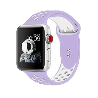 Apple Watch 3/4/5雙色矽膠錶帶 42/44mm通用, 奶紫白, 1個