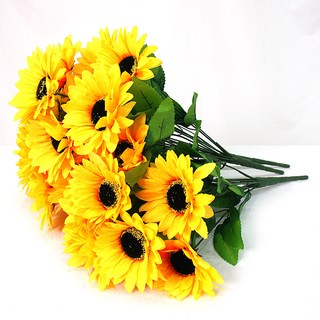 Joart 人造向日葵12朵花束, 黃色, 3個