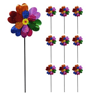 PARTYSHOW 迷你雙層雷射庭院用風車, 混合顏色, 10個