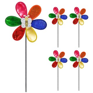 PARTYSHOW 蝴蝶花朵造型風車, 蜜蜂款, 5入